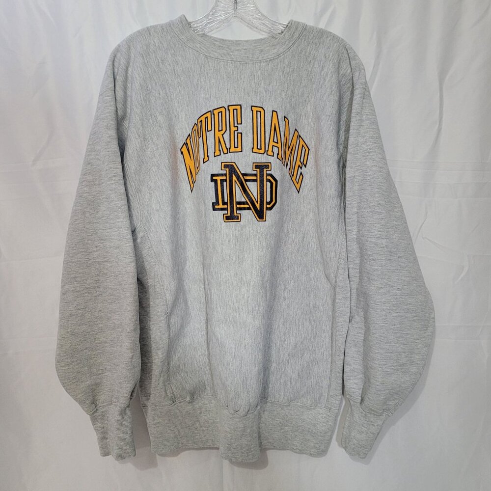 VTG Champion Reverse Weave Notre Dame Men's Gray Crewneck Sweatshirt Size XXL